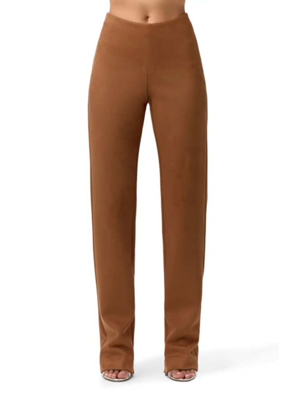 Naked Wardrobe Faux Suede Straight Leg Pants Mocha Brown Neutral Womens XL NWT